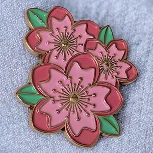 Pink Plum Blossom Enamel Brooch